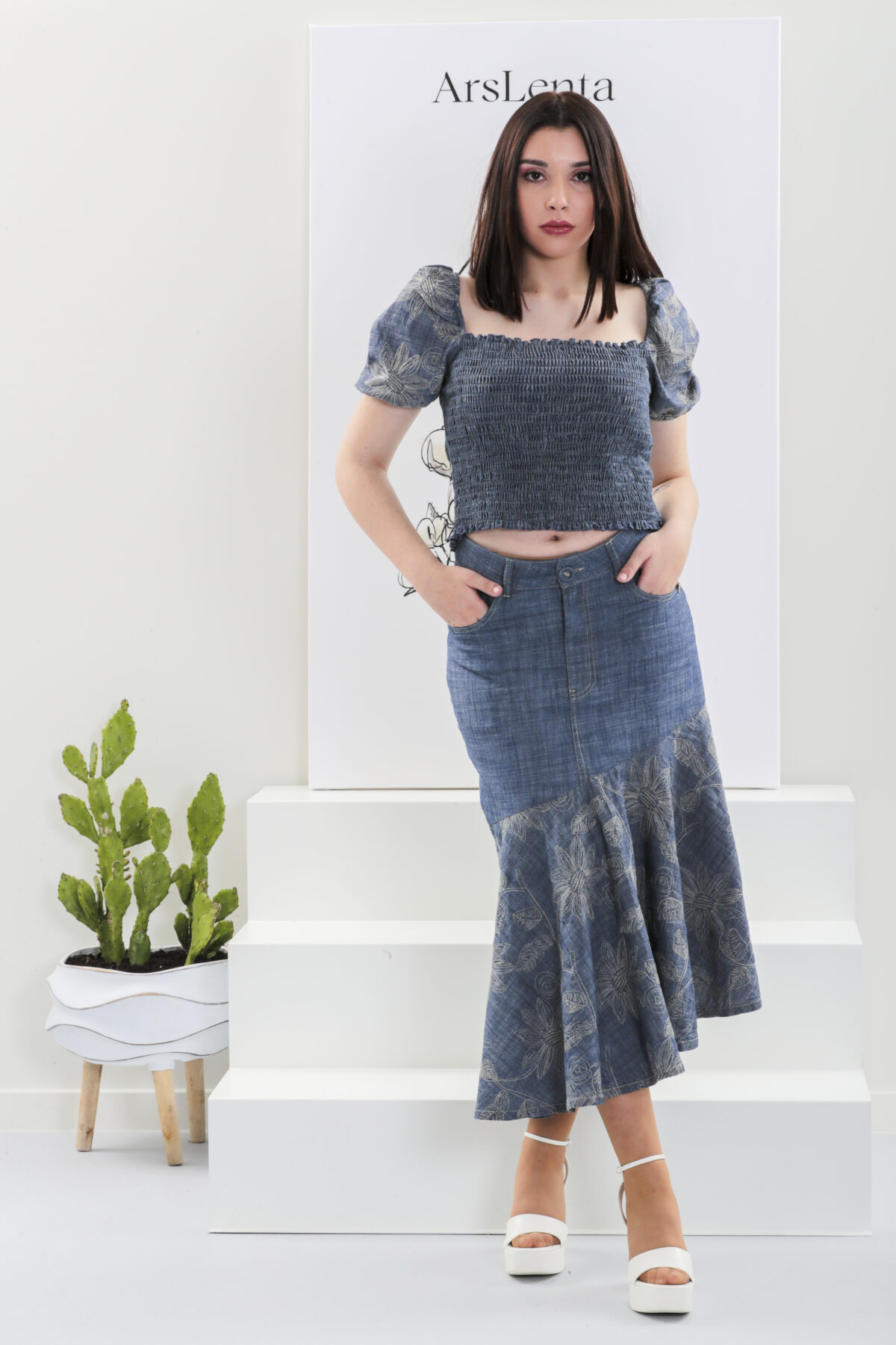 Elegante blusa denim